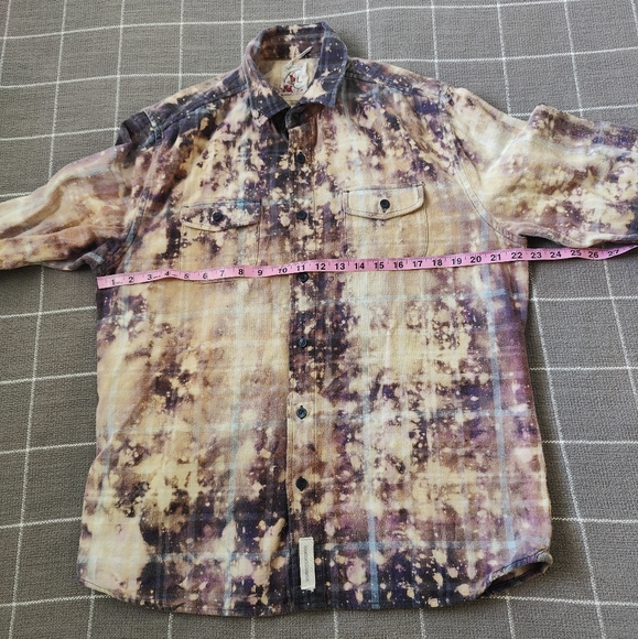 Grayers Clothiers Once in a Blue Moon Distressed Acid Bleached Flannel Shirt - Picture 3 of 9